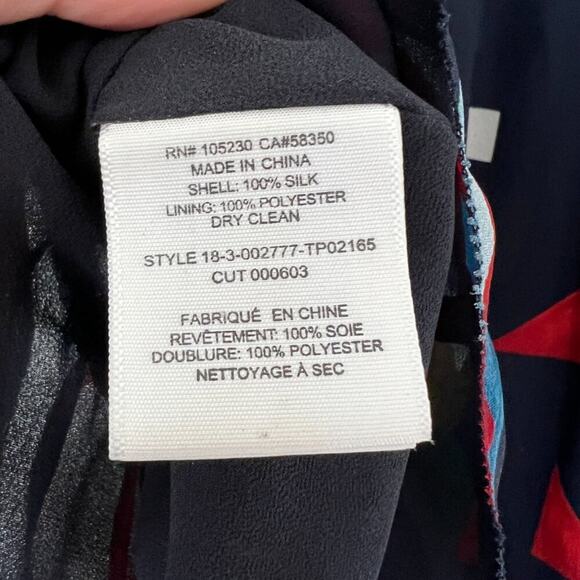 Joie Navy Geometric Silk Sleeveless Top - Picture 7 of 7